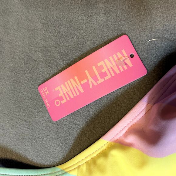 Ninety Nine Pastel Stripe Bikini Top Womens 3X Pink Purple Multicolor Rainbow - Picture 5 of 11